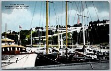 Mackinac Island Michigan 1950s Postcard Yacht Harbor Showing Fort Mackinac picture