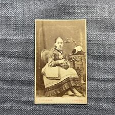 CDV Photo Antique Carte De Visite Portrait Girl Seated Holding a Basket UK picture