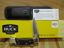 NIB Buck Ebony Ranger 112 Folding Hunting/Pocket Knife & Leather Sheath - 2632 picture