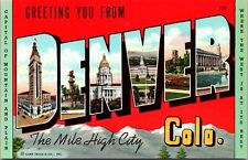 LARGE LETTER Vintage Postcard Greetings From Denver Colorado~KB6 picture