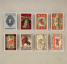 set of 8 matches box VARIOUS vintage old brand match holder printing picture