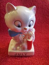 Vtg Norcrest Japan Birthday Month of JULY Calendar Figure Cat of the Month picture