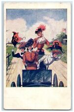 c1910's Purdue Princeton College Girls Handwarmer Flag Unposted Antique Postcard picture