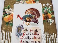 C 1912 J Herman Turkey Thanksgiving Poem Text Embossed Antique Postcard  picture