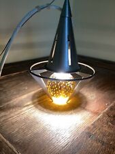 3 Vintage Atomic Hanging Pendant Light Lamp Space Age Metal w/ Amber Glass Ball picture