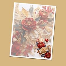 Elegant Rose - Lined Stationery Paper (25 Sheets)  8.5 x 11 Premium Paper picture