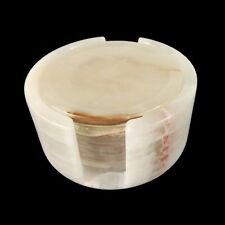 Marble Coasters 6 piece Set with Holder Padded bottom Housewarming Gift New picture