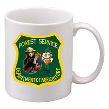 USFS DOI US Forest Service Smokey the Bear & Woodsy the Owl 11 Oz White Mugs picture