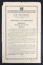 Hamburg American Line SS Reliance 1929 Digermulen Passenger Information e1-2 picture