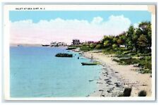 c1930's View Of Inlet At Sea Girt New Jersey NJ, Boat Unposted Vintage Postcard picture