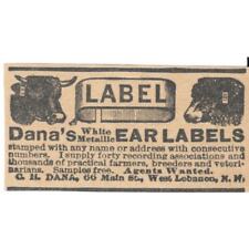 C.H. Dana White Metallic Ear Labels West Lebanon NH 1905 Magazine Ad AF1-NES3 picture
