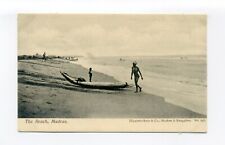 India, Chennai postcard, people, tradional boat, gentle surf on beach picture