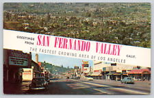 Postcard San Fernando Valley, California, CA Banner Greeting Street View A343 picture