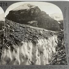 Antique 1913 Mount Lefroy Glacier Alberta Rockies Canada Stereoview Photo PC617 picture