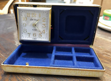 Vintage Seth Thomas Travel Alarm Clock and Jewelry Box Case 6” picture