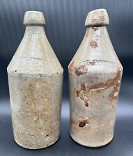 Antique 1864-1888 John Howell Buffalo NY Stoneware Beer Bottle RARE Lot of 2 picture