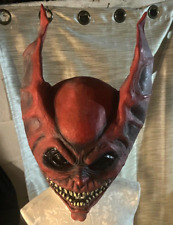 Halloween Latex Mask Bat Wing Ears Red Devil Evil Teeth Adult Size picture