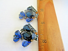 Outstanding Czech Vintage Glass Rhinestone Button   2  Blue Fish Collectable picture