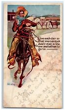 1910 Horse Cowboy Riding Cuchara Colorado CO DPO Posted Antique Postcard picture