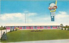 El Dorado Kansas~Blue Spruce Motel~1950s Cars~Linen Postcard picture