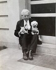 Dog & Cat 1912 Man Holding Animals Hotel Knickerbocker Antique Vintage Photo picture