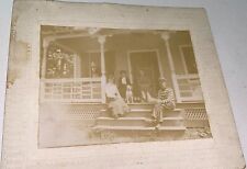 Rare Antique American Sea Captain Home with Family & Cute Pet Dog Cabinet Photo picture