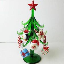 Murano Glass Christmas Tree 12 Hang Ornaments Mini Xmas Stained Glass Green Tree picture