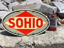 VINTAGE (SOHIO MOTOR OIL) EMBOSSED METAL SIGN (12.5