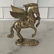 Vintage Brass Jumping Winged Mythical Pegasus Horse Statue Figuring 4.75'' Tall picture