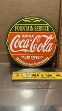 vintage porcelain Coca Cola Fountain Service sign original picture