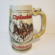 Vintage 1983 Budweiser Clydesdale Holiday Ceramic Beer Stein Handcrafted Brazil picture