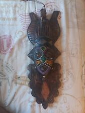 20 Inch Wooden Beaded Carved Tribal Mask Made In Ghana picture