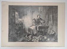 1876 Victorian Art Engraving, Preparing Spring Flowers for Market. - Robinson picture