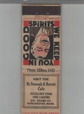 Matchbook Cover 1920s-30's Federal Match McDonough & Barrett Cafe Dorchester MA picture