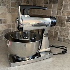 Vintage Sunbeam Mixmaster Black/Chrome 12 Speed Mixer 2 Bowls 2 Beaters 120V USA picture