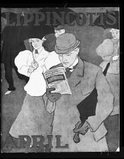 Lippincott's April,1897,Advertisement,Crowd reading Magazine,Newspapers picture