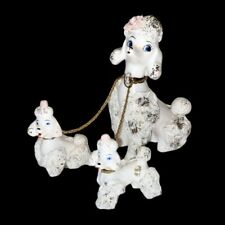 Vintage Bone China Spaghetti Poodles Dogs Puppies with Gold Chain Figurines picture