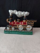 Vintage Cast Iron Railroad Train Steam Engine Door Stopper 8” Long picture