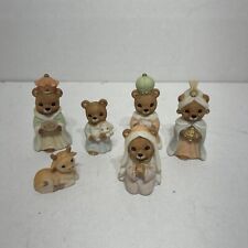 Homco 6 Pc Teddy Bear Nativity Set Miniature Porcelain Figurines. picture