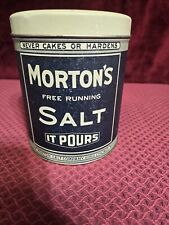 Vintage Look Morton's Salt Round Storage Tin by Bristol Ware NY picture