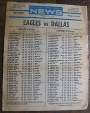 Nov. 7, 1966 Philadelphia Daily News EAGLES vs. Dallas Cowboys Roster Cover picture