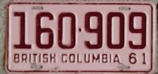 *1961 British Columbia License Plate*  # 160-909 Nice Plate picture