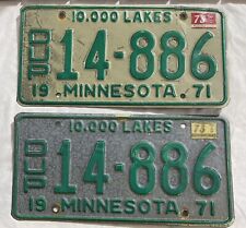 Vintage 1971 Minnesota DUP License Plate Set picture