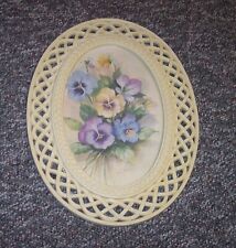 Vintage Home Interiors HOMCO #2384 Oval Lattice Frame Fran Anderson Pansy Print picture
