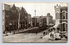 c1911 Street View 6th Street Horse Buggy People Dabb's Le Mars Iowa IA Postcard picture