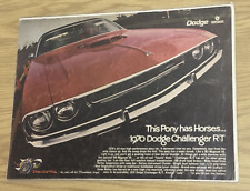 Vintage 1970 Dodge Challenger RT Car Print Ad Man Cave Wall Art picture