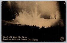 WW1 Wonderful Night War Photo American Attack on German LIne France Postcard F18 picture