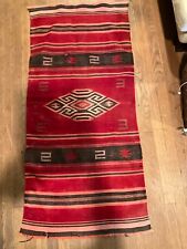Antique Texcoco Rug Mexican Vintage Blanket 57 by 27” picture