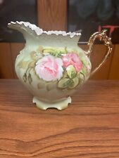 VINTAGE LEFTON CHINA # 796 -  6'' TALL HAND PAINTED GREEN ROSES PITCHER picture