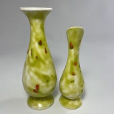 2 Vintage Speckled Vase Green Small 6” Tall x 2 1/4” W-     5”tall x 2” Wide picture